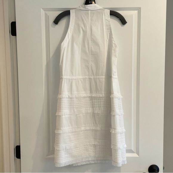 EUC Banana Republic White Cotton Fringe Dress Sz. Small Petite - Picture 6 of 6